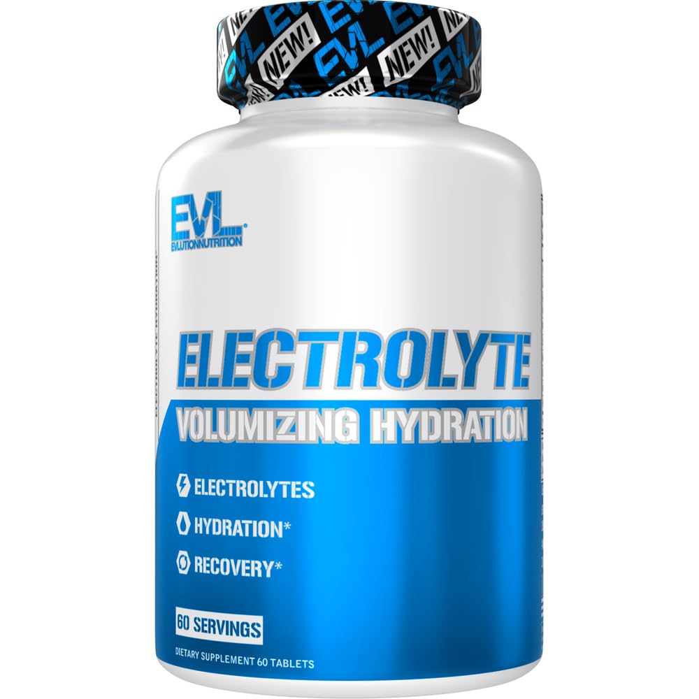 Evlution Nutrition Volumizing Electrolyte Hydration Tabletleri - Hızlı Rehidrasyon Supplement - Recharge and Recover - Contains 8 Key Electrolytes - Vegan, Gluten-Free, ve Keto Friendly - 60 Hizmetler