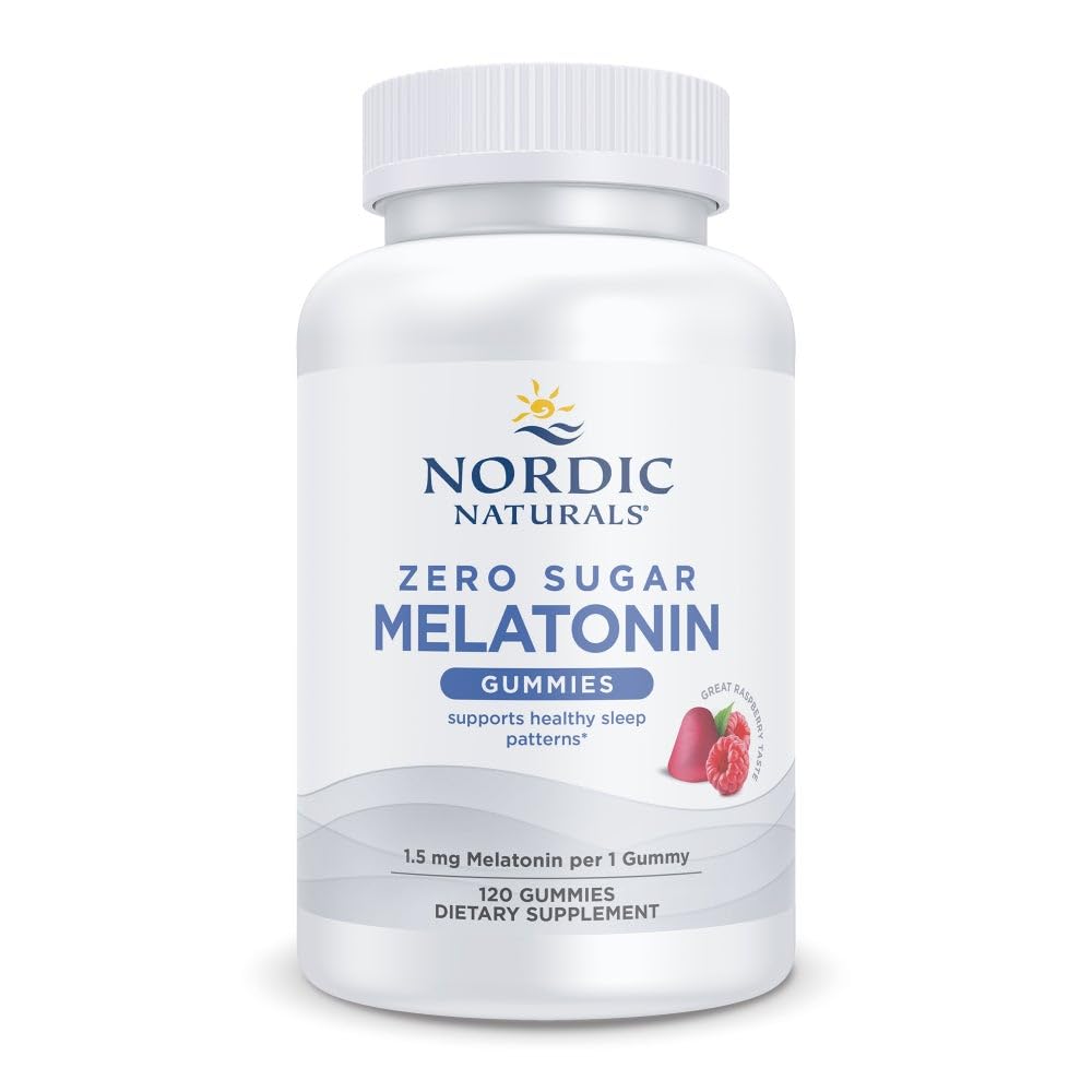 Nordic Naturals Zero Sugar Melatonin Gummies, Raspberry - 120 Gummies - 1.5 mg Melatonin - Great Taste - Restful Sleep, Anti-GMO, Vegan - 120 Hizmet