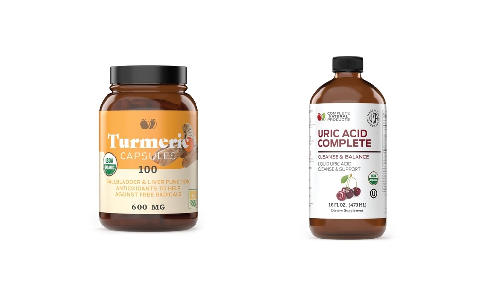 Doğal Ürünler Turmeric 100 Capsules & Uric Asit Tamam 16oz Log