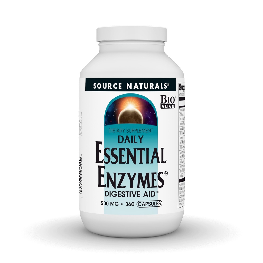 Source Naturals Essential Enzymes 500 mg, Bio-Aligned Multi Enzyme Supplement Herbal Defense for Digestion, Gas, Constipation & Bloating Relief - Digestive Aid* - 360 Capsules, 360 Hizmetler