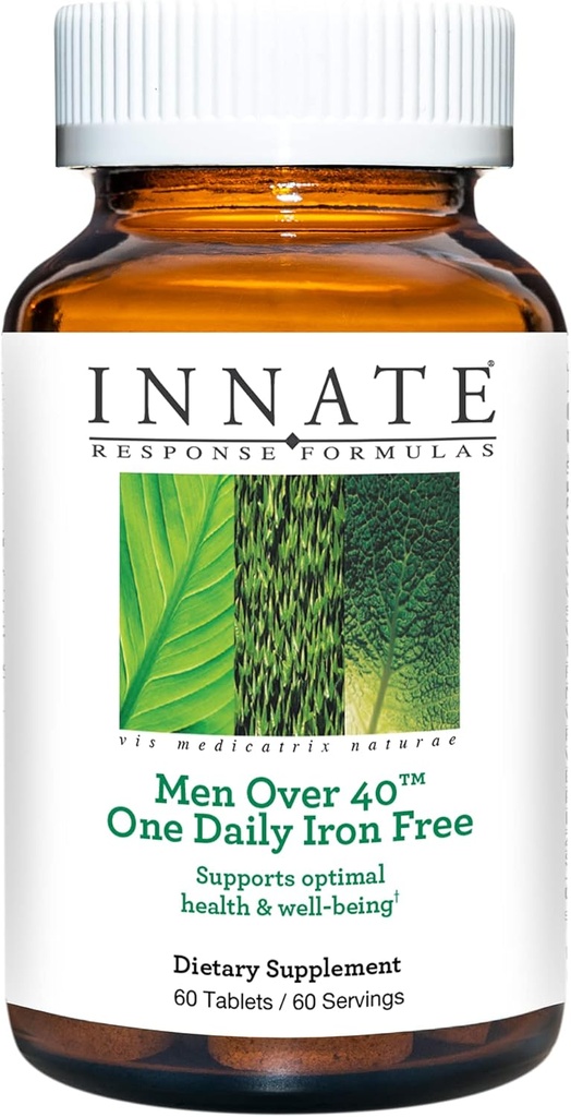 INNATE Response Formulas Men Over 40 One Daily Iron Free - Daily Multivitamin for Men 40+ - Iron-Free - With B Vitamins - Vegetarian, Non-GMO - 9 Food Allergens olmadan - 60 Kont (60 Hizmet)