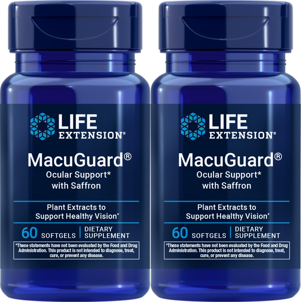 Life Extension MacuGuard Ocular Support with Saffron, 60 yumuşakgels (Pack of 2)