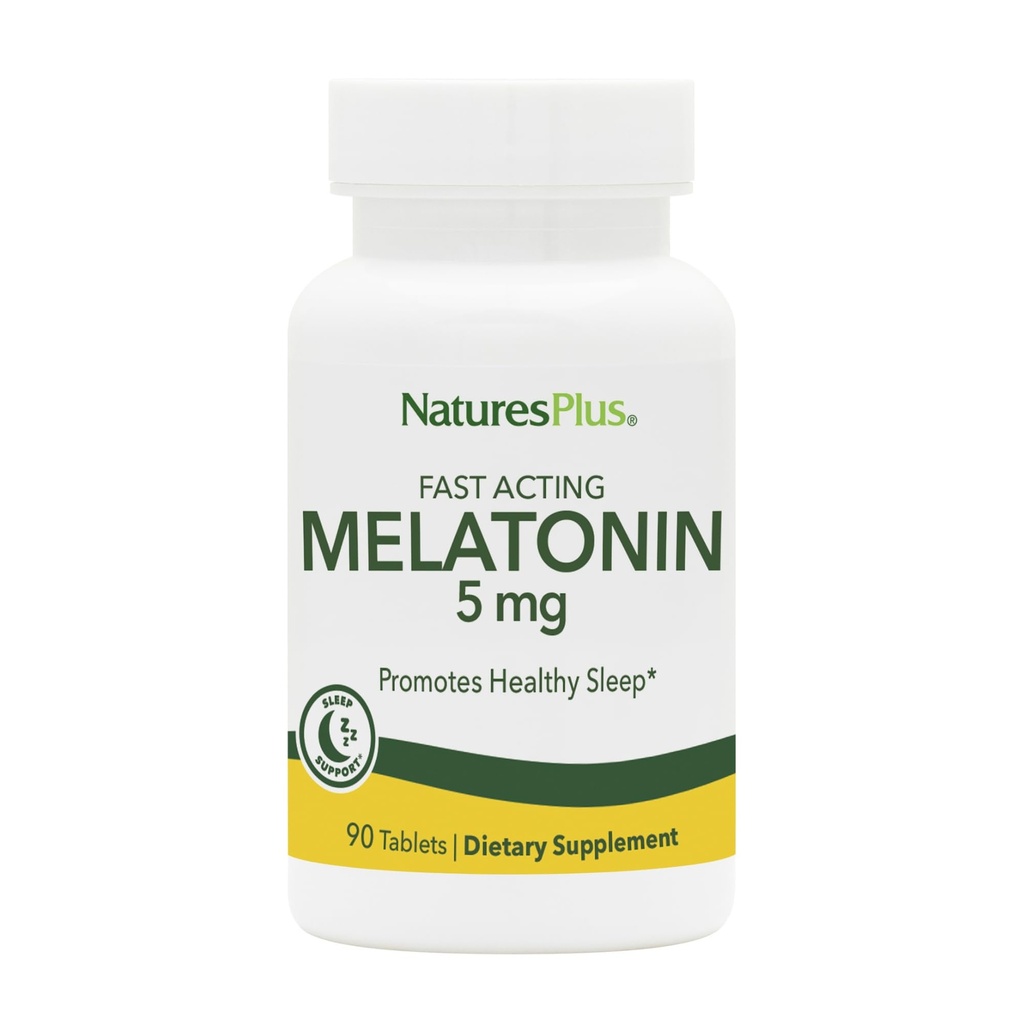 Natures Plus Melatonin 5 mg - 90 Hızlı Oyunculuk - Vegan, Gluten Free - 90 hizmet
