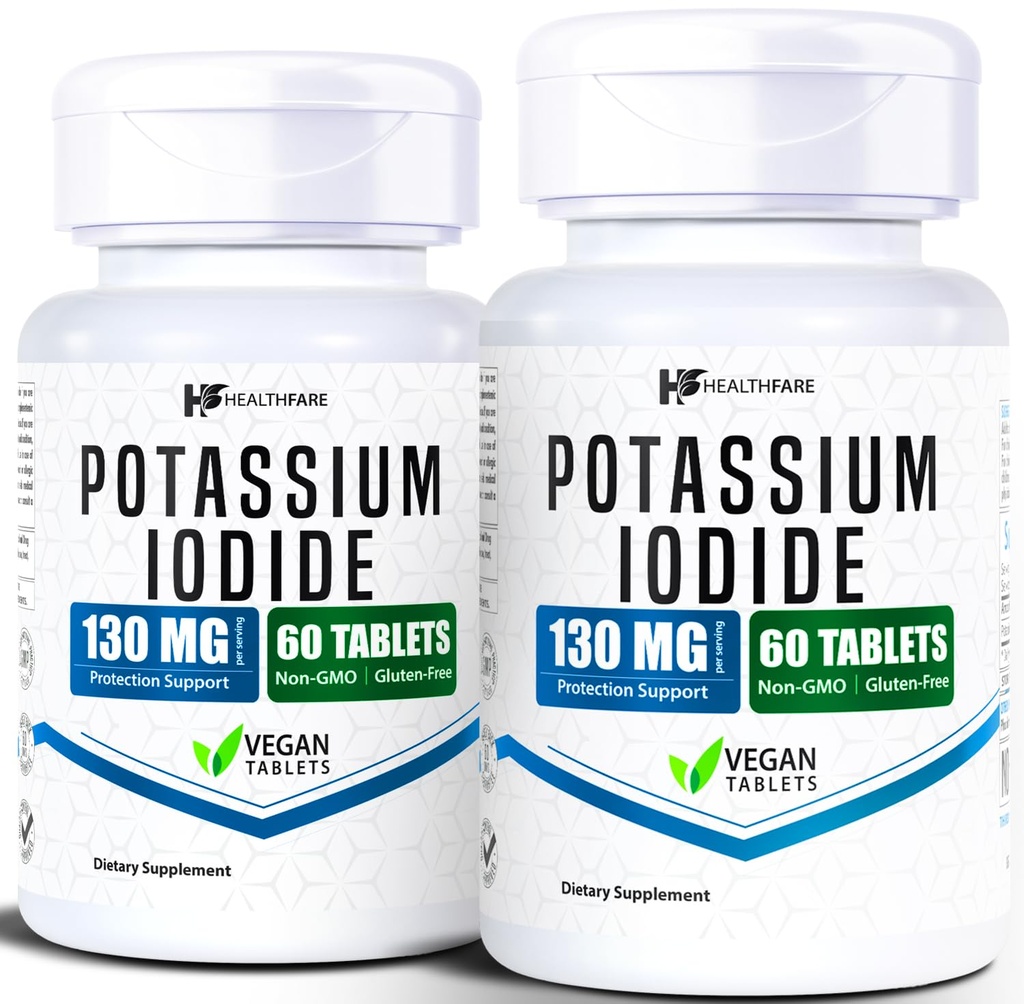 HealthFare P Properties Iodide Tabletler | 130 mg | 120 Fast-Dis çözme Tabletleri (2 Pack) | Ki Pills | Long Raf Life | Non-GMO