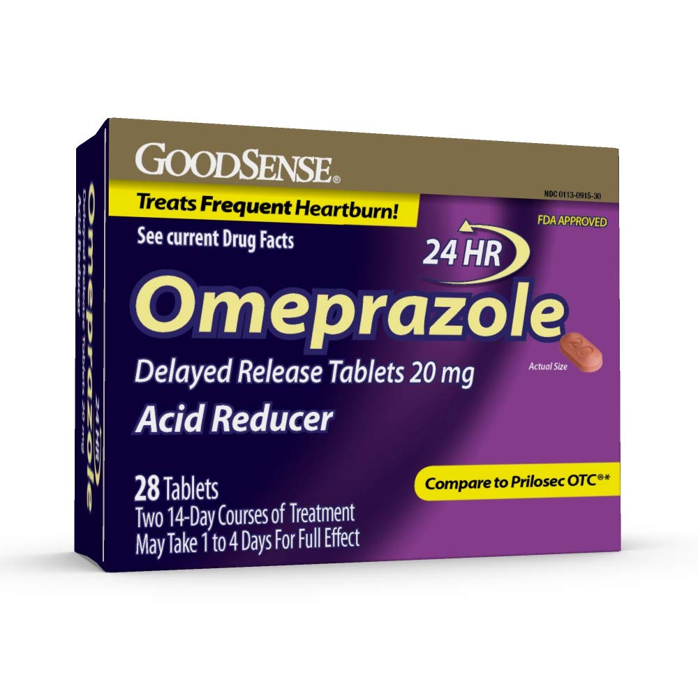 GoodSense Omeprazole Gecikmiş Yayın Tabletleri 20 mg, Asit Tespiti, Frequent Heartburn, 28 Count