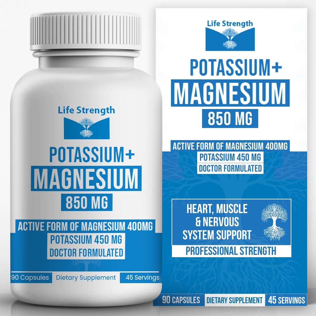 Life Strength Magnezyum Pyum Kompleksi Tamam - 90 Capsules - Yüksek Absorpsiyon Destek Vascular Health & Leg Cramp