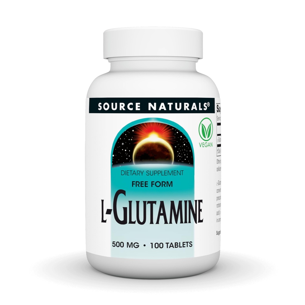 Source Naturals L-Glutamine, Free Form Platinum Acid That Supports Metabolic Energy*, 500 mg - 100 Tablet