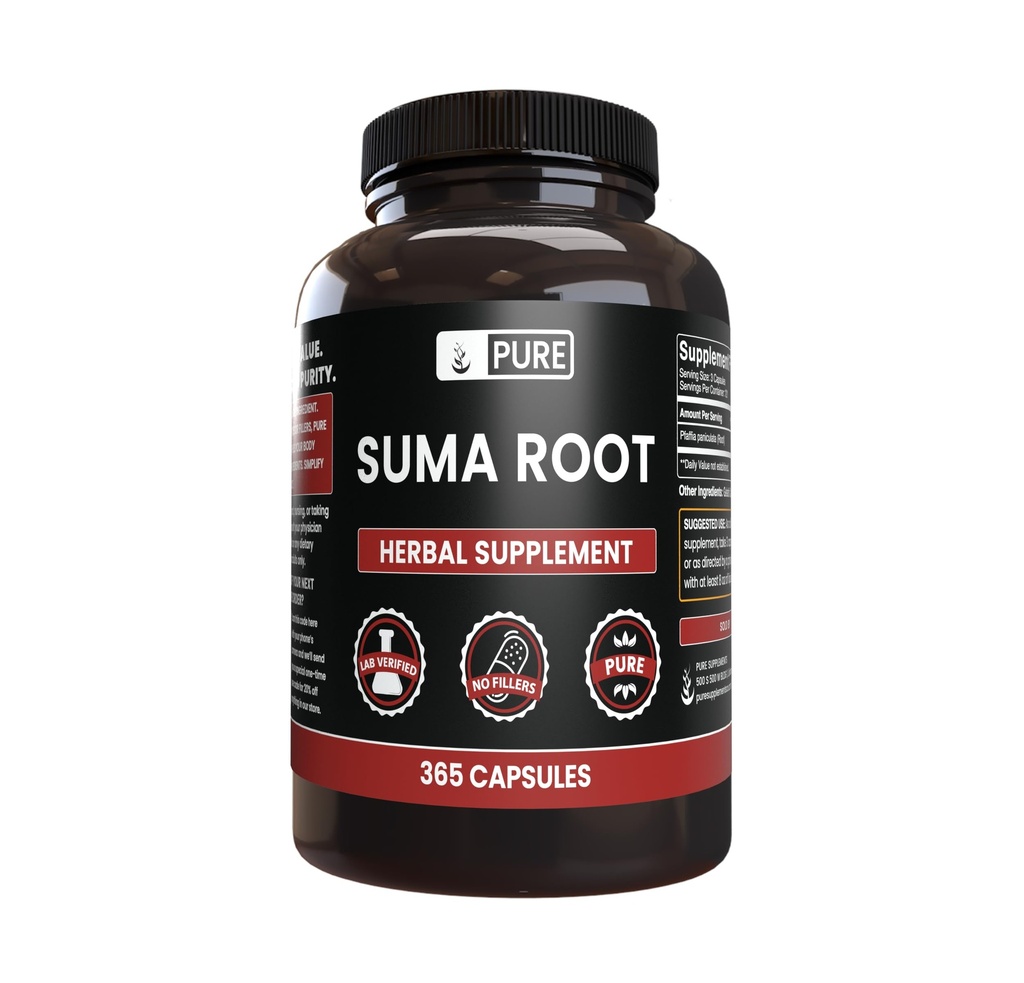 PURE ORIGINAL INGREDIENTS Suma Root (365 Capsule), No Magnesium or Rice Fillers, Always Pure, Lab Verified