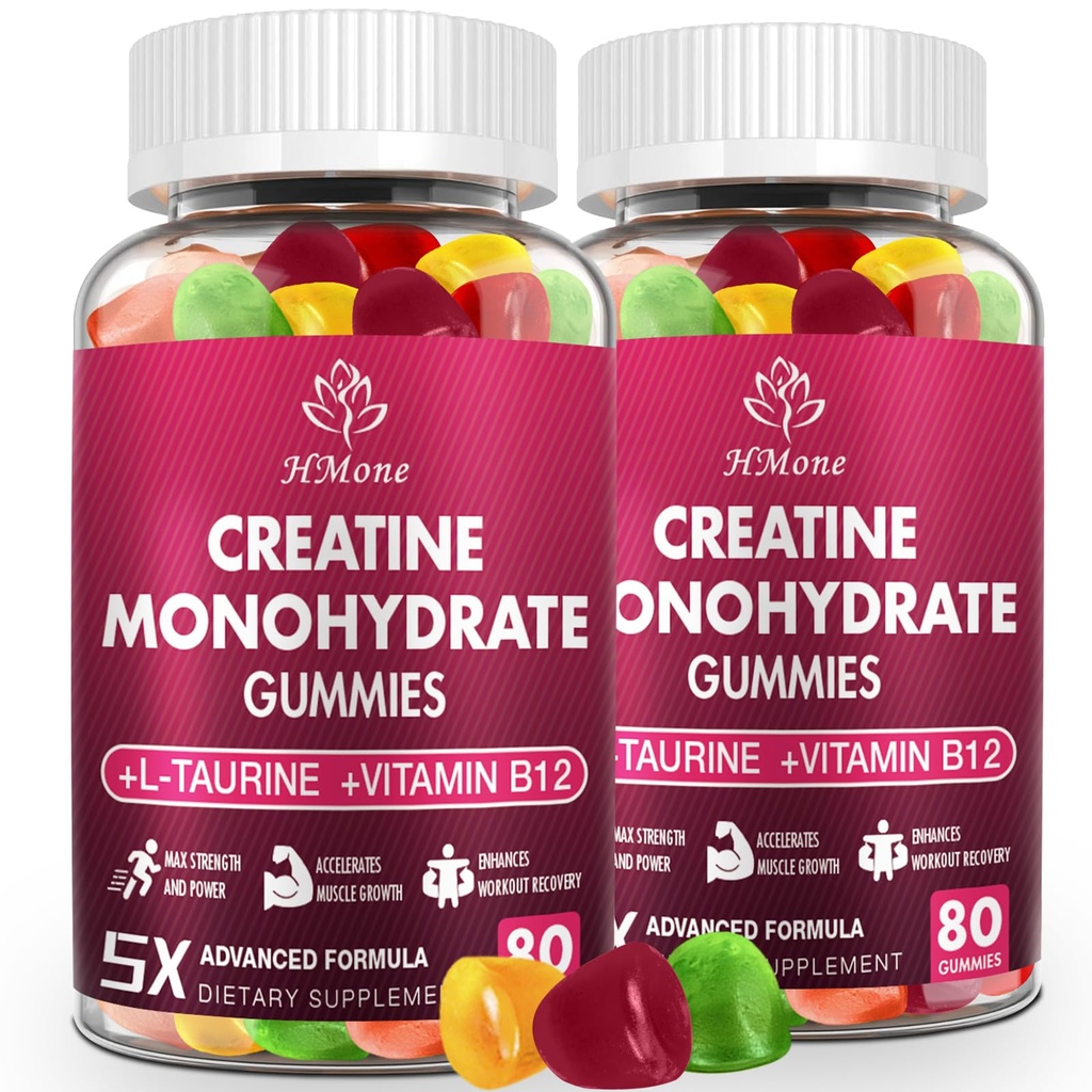 Tinatine Monohidrat Gummies - Erkekler ve Kadınlar için 5g, 160 Kont ve Kre Wintine Chewable Supplements for Muscle Strength, Energy Boost, and Muscle Builder, Sugar Free, Vegan