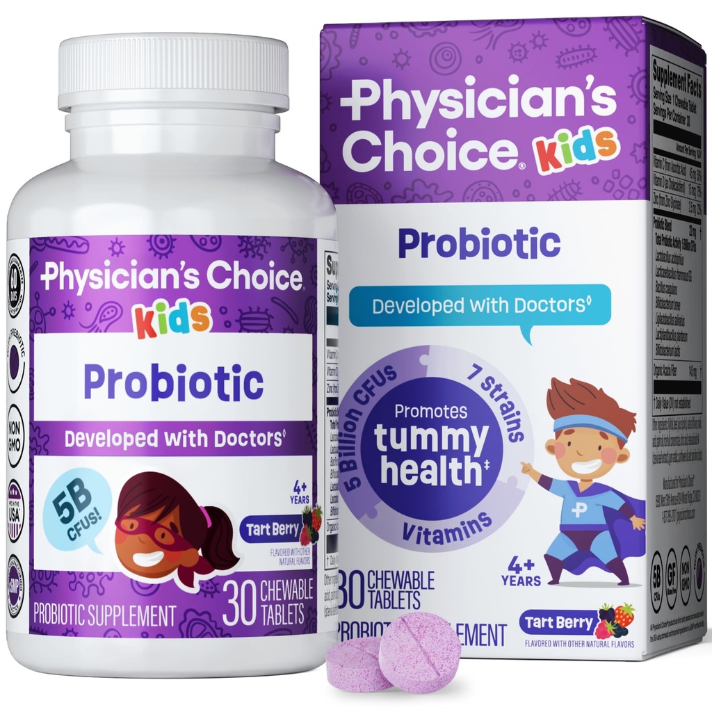 Doktor'un Çocuklar için Probiyotikleri - 7 Diverse Strains, Organik Prebiyotikler, Vitaminler ve Mineraller - Klinik olarak Studied L. Rhamnosus GG - Immune & Digestive Support - No Sugar or Yapay Dyes