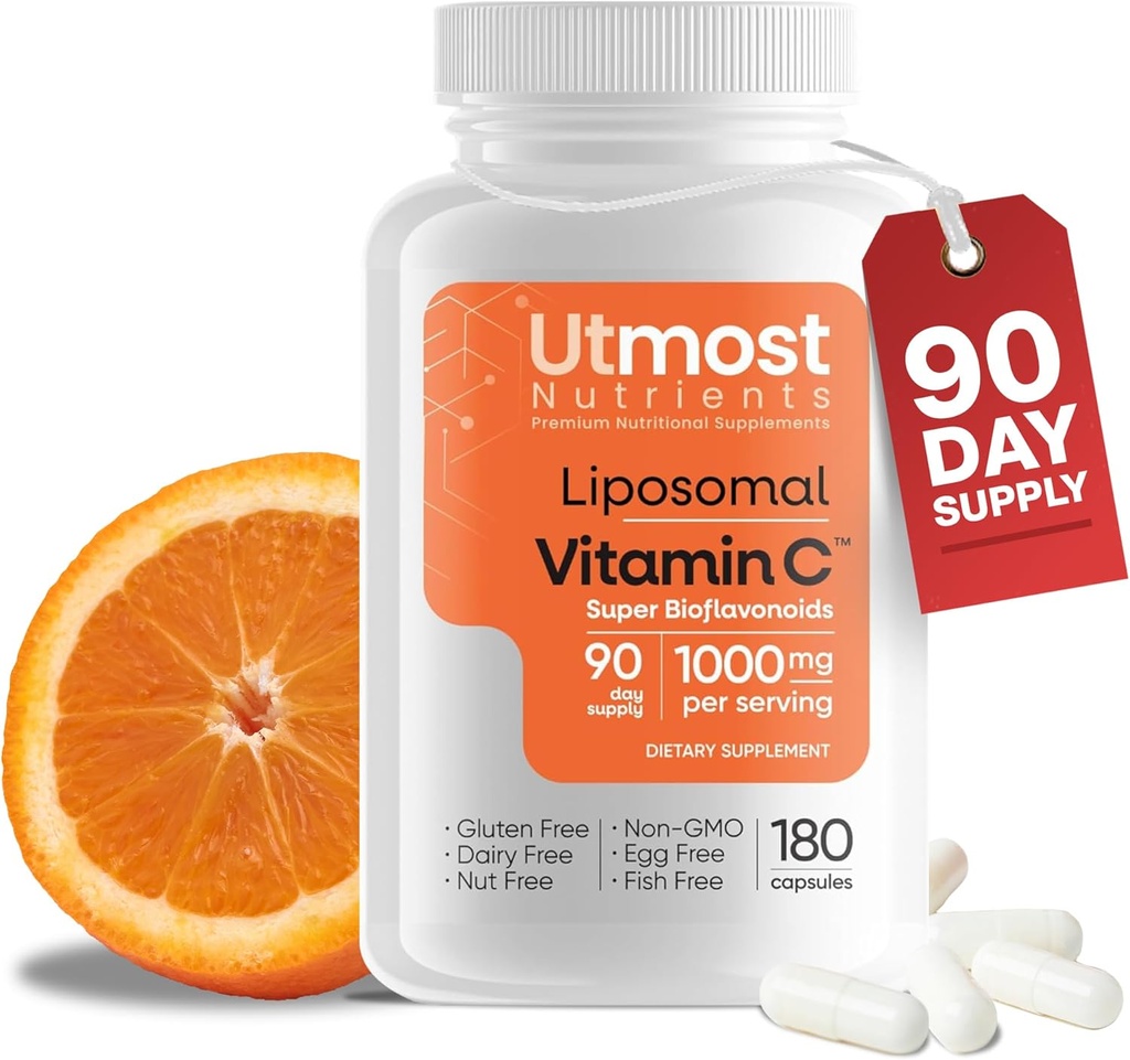 Liposomal Vitamin C - 1000MG VIT C & 100MG Super Bioflavono Kompleksi Gelişen Wellness | Antioksi Supplement with Natural Raws for Yetişkinler | Advanced Support | Non-GMO (180 kapsül)