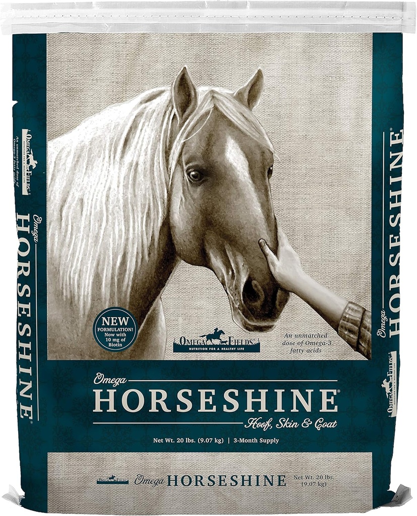 Omega Horseshine The Omega 3 Supplement, Helps maintain a Shiny Health Coat, 20 lb, Brown