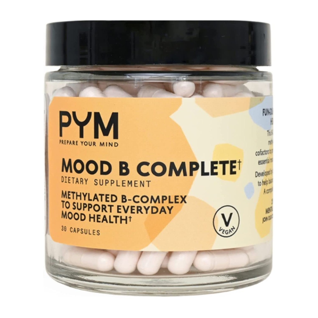 B Kompleksi Mood Support Supplement by PYM (30 Count) | Günlük Mood & Energy Support | Non-GMO, Vegan, Gluten-Free