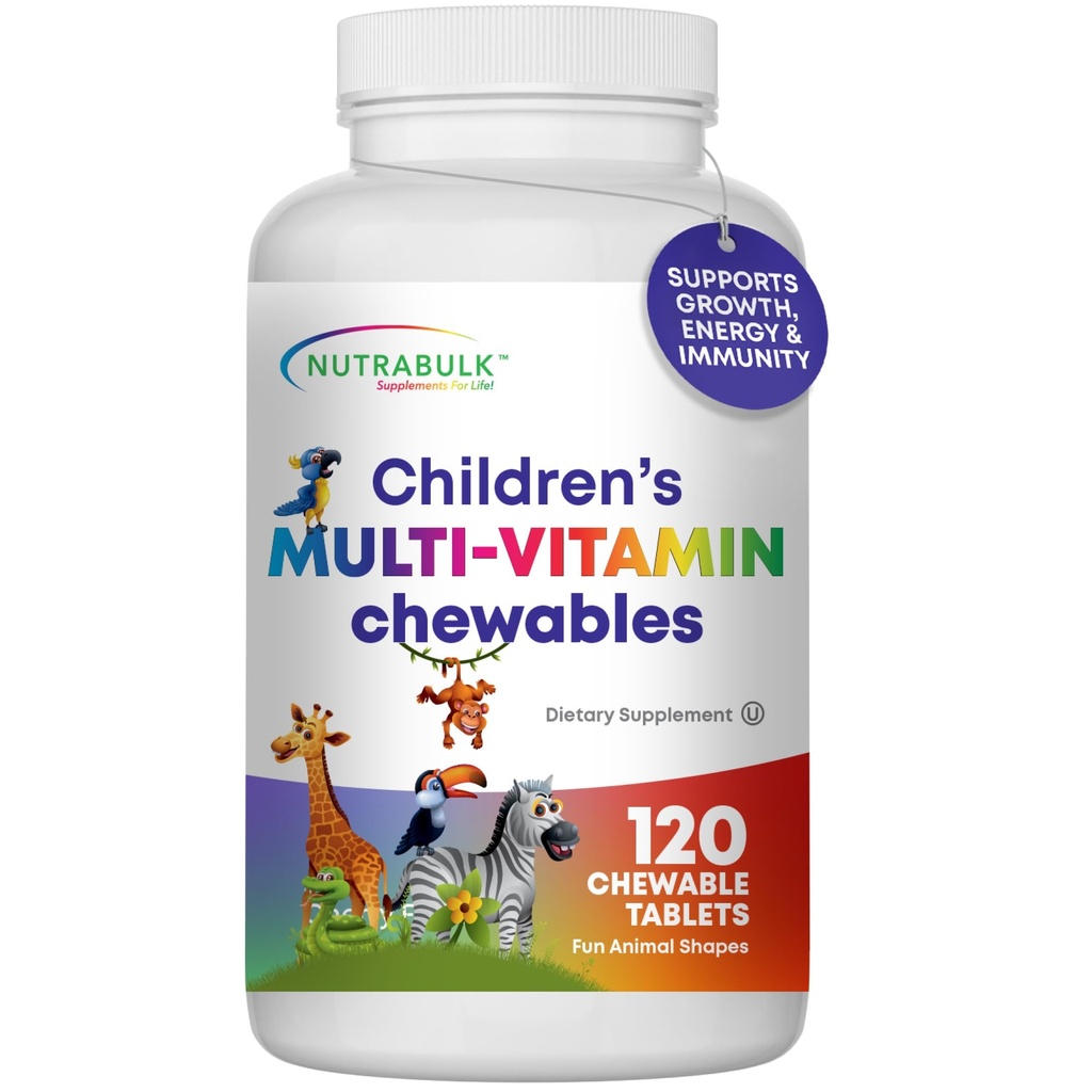 Çocuk Chewable Multi-Vitamins - Çocukları Desteklemek - ABD-Made, Immune, Bone, Brain & General Being- Vegan & Gluten Free - 120 Cherry Tabletler