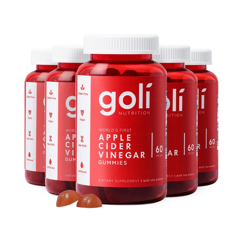 Goli Apple Cider Vinegar Gummy Vitamins - 300 Kont - B12, Gelatin-Free, Gluten-Free, Vegan & Non-GMO