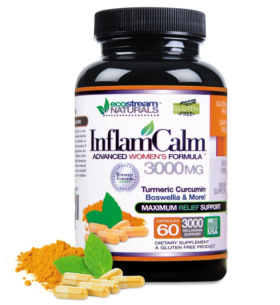 Women's Formula 3000 InflamCalm Advanced with Turmeric, Curcumin, Enzymes and Boswellia. Vejetaryen, Gluten Free - (Pazar Mayıs Vary)