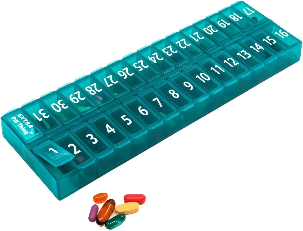 Bir gün Monthly Pill Organizer Reforce Lid Easy Yükleme için - Entire Ay Plus için Büyük Karşılaştırmalı Pill Box İlaçları Ekstra Pills için Bir Karşılaştırma