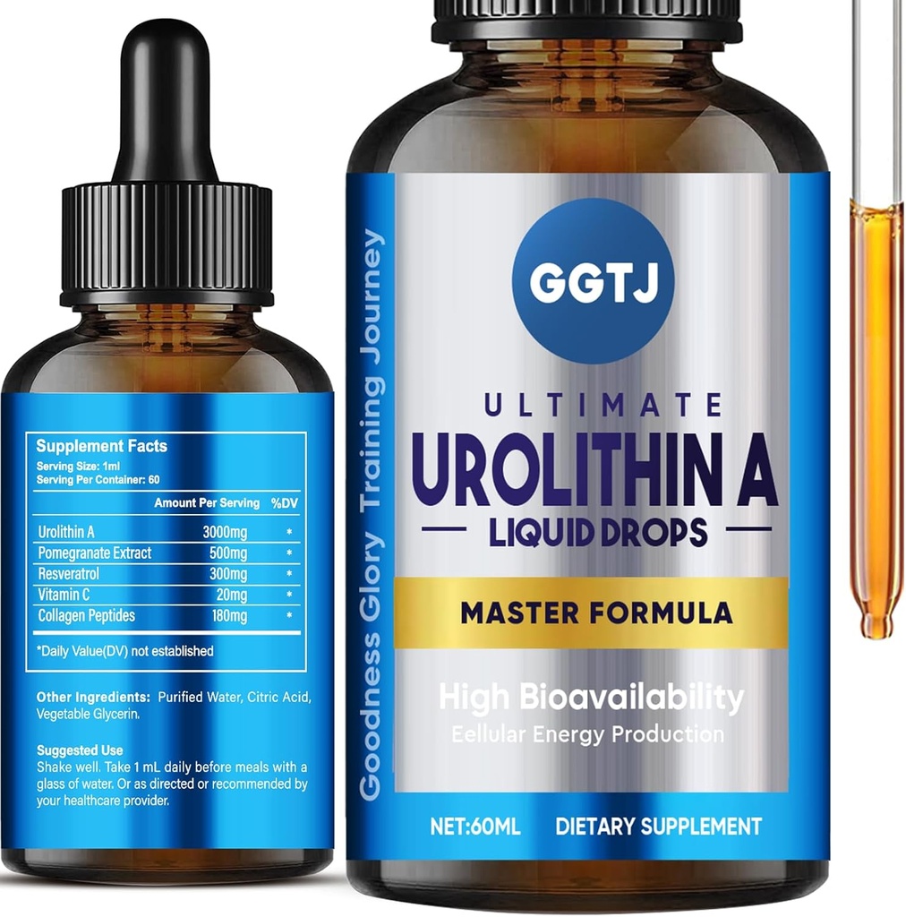 Urolithin A, Urolithin A Supplement 3000 mg with Pomegranate Ekstraksiyon, Güçlü Antioksis, Sağlıklı Aging ve Mitochondrial Support