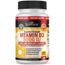 D3 5000 IU (125 mcg) Doğal Immune Support Supplement, Bone Strength, Sağlıklı Kas Fonksiyonları, En yüksek Apsiyon için Zeytinyağı, Gluten Free & Non-GMO, 1 Yıl Supply, 360 Softgels
