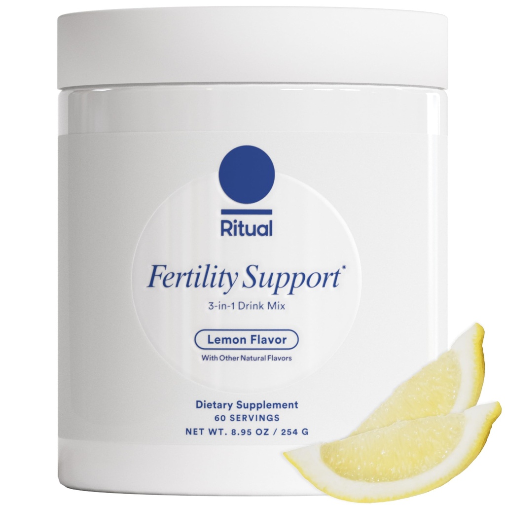 Ritual Ferttitude Support Supplement for Women 3-in-1 Drink-Mix Karşılaştırmalı Malzemeler (CoQ10, NAC, Myo-Inositol) ve bir OB/GYN ile tasarlanmıştır.