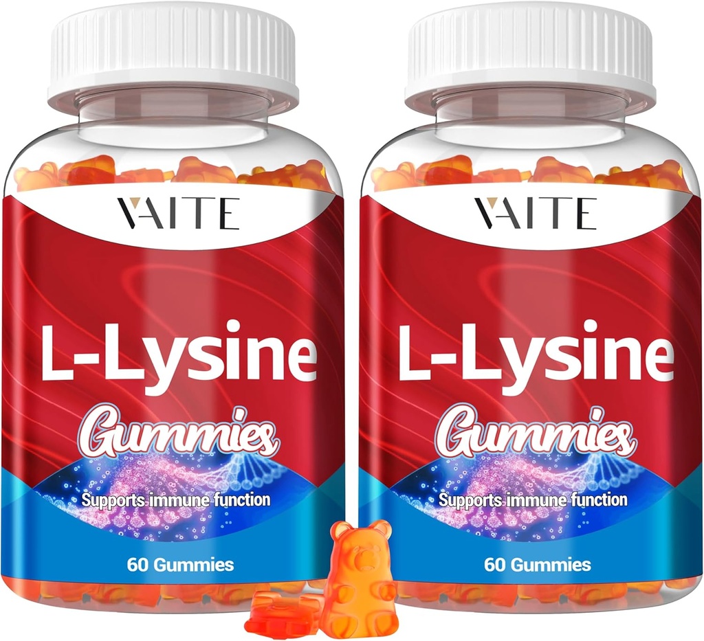 L-Lysine 1000mg Gummies - Supports Skin, Lip, Vegan, Gluten Free, 60 Chewable Lysine for Adults, Vitamins Tissue Health & Immune System, Amino Acid Vitamin Supplement & Complex Supplements (2 Pack)