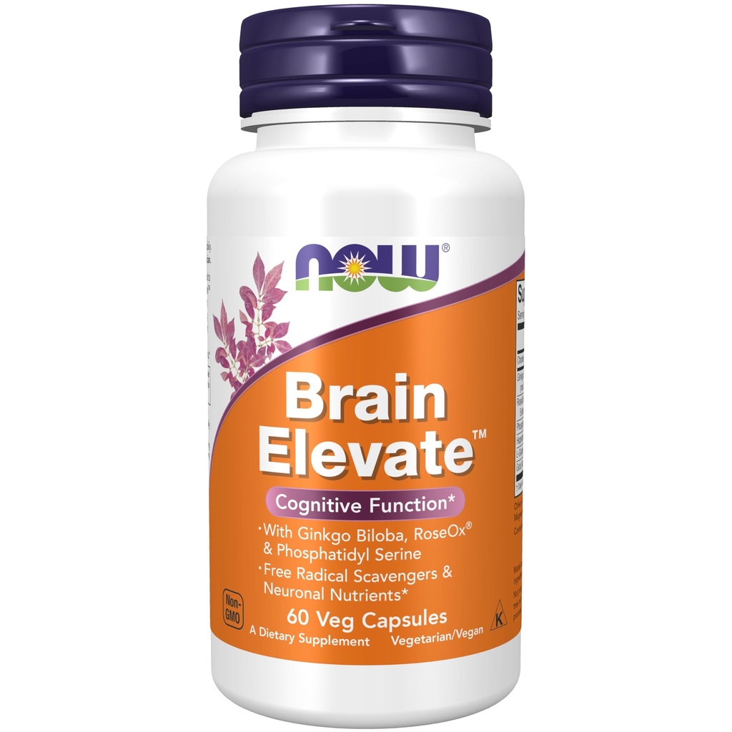 Şimdi Gıdalar Tamamlıyor, Beyin ElevateTM, Ginkgo Biloba, RoseOx® ve Phosphatidyl Serine, 60 Veg Capsules