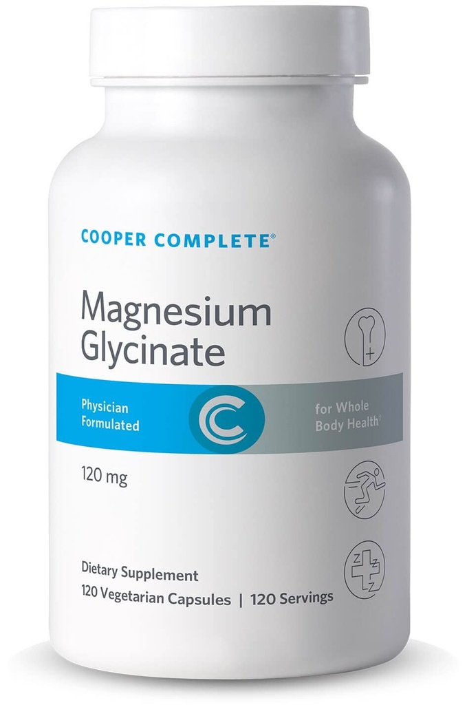 Cooper Complete-Magnesium Glycinate Supplement - Vegetarian Capsule.120 Capsules başına 120 mg Elemental. Pack of 1