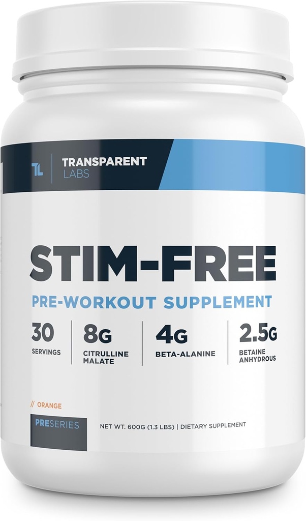 Mix Labs Stim-Free Pre-Workout - Caffeine & Stim Free Pre Workout Toz for Men and Women with Beta Alanine Toz, Citrulline Malate, & elevATP - 30 Hizmet, Orange