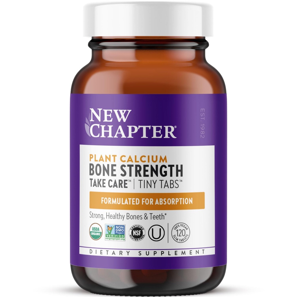Yeni Bölüm Kalsiyum Supplement - Bone Strength Tiny Tabs Organicuba ile Magnezyum, D3+K2, Bone Health için 70+ Trace Mineralleri, Gluten Free, Easy to Swallow - 120 ct