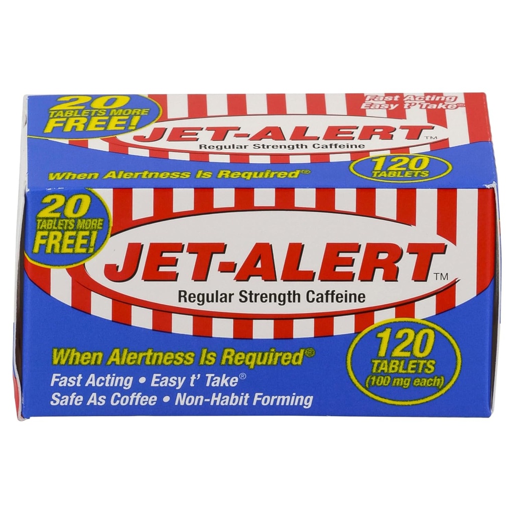 Jet-Alert Regular Strength Caffeine 100 mg Tabletler, Değer Boyutu, 120 Kont (Pack of 3)