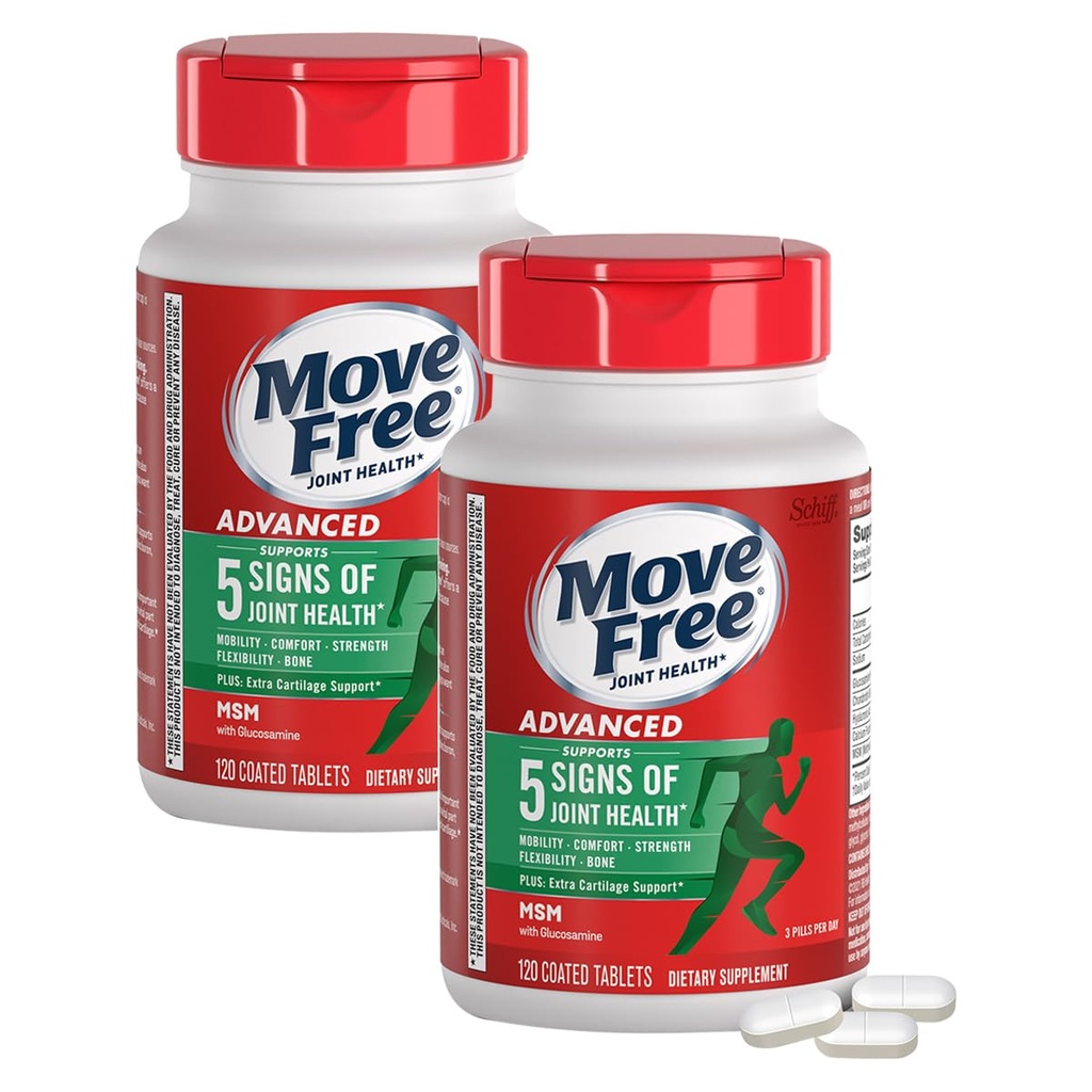 Free Advanced Plus MSM kaplama Tabletleri, Glucosamine ve Chondroitin ile Ortak Sağlık Supplement, 120 Kont, 2 Paket