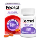 Feosol Demir Supplement Caplets, Bifera Iron for High Abors, Heme ve Non-Heme Dual Action Mini Uss Side Effects, 1 Per Day, for Energy and Immune System Support, Made in USA, 30 Count