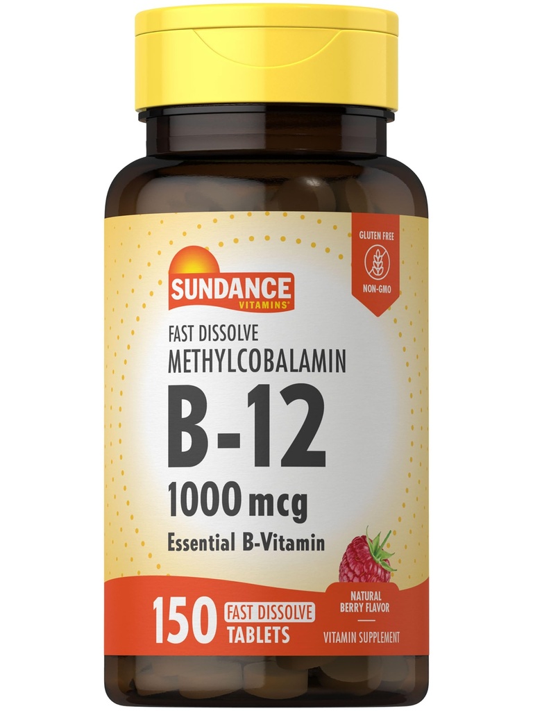 Sundance B-12 Torchcobalamin 1.000 mcg | 150 Hızlı Dissolve Tabletler | Doğal Berry Flavor | Vejetary, Non-GMO ve Gluten Free Essential Vitamin Supplement Supplement Supplement Supplement Supplement Full