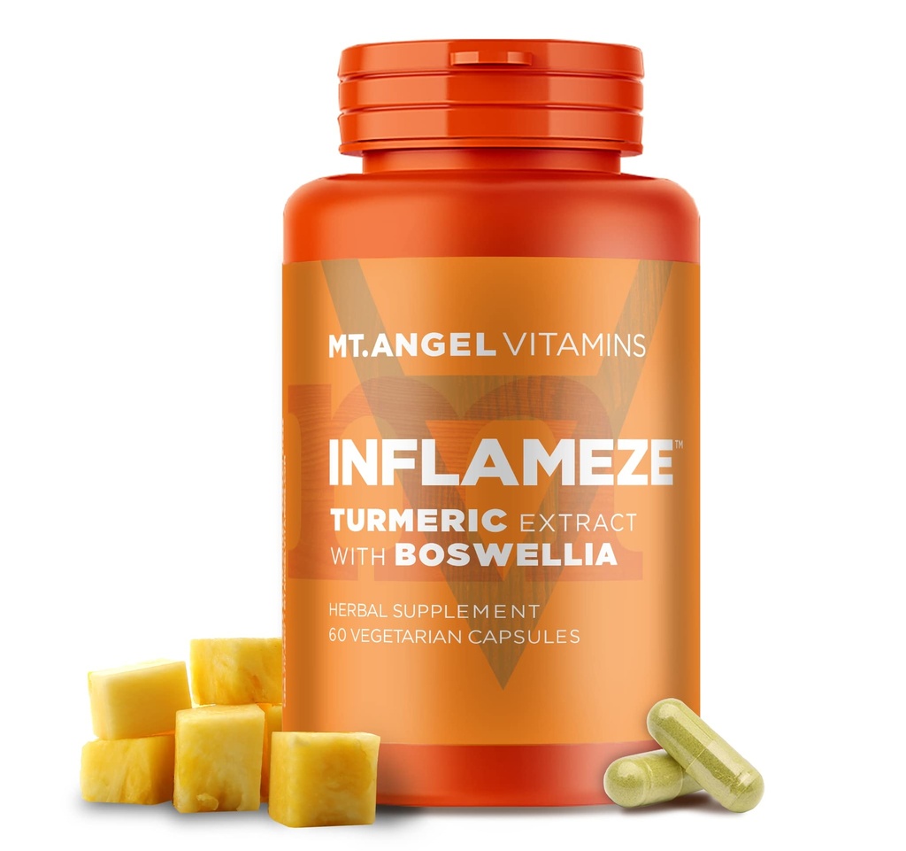 Mt. Angel Vitaminleri - InFlamEze, Boswellia, Curcumin, Quercetin, Bromelain (60 Vegetarian Capsules)