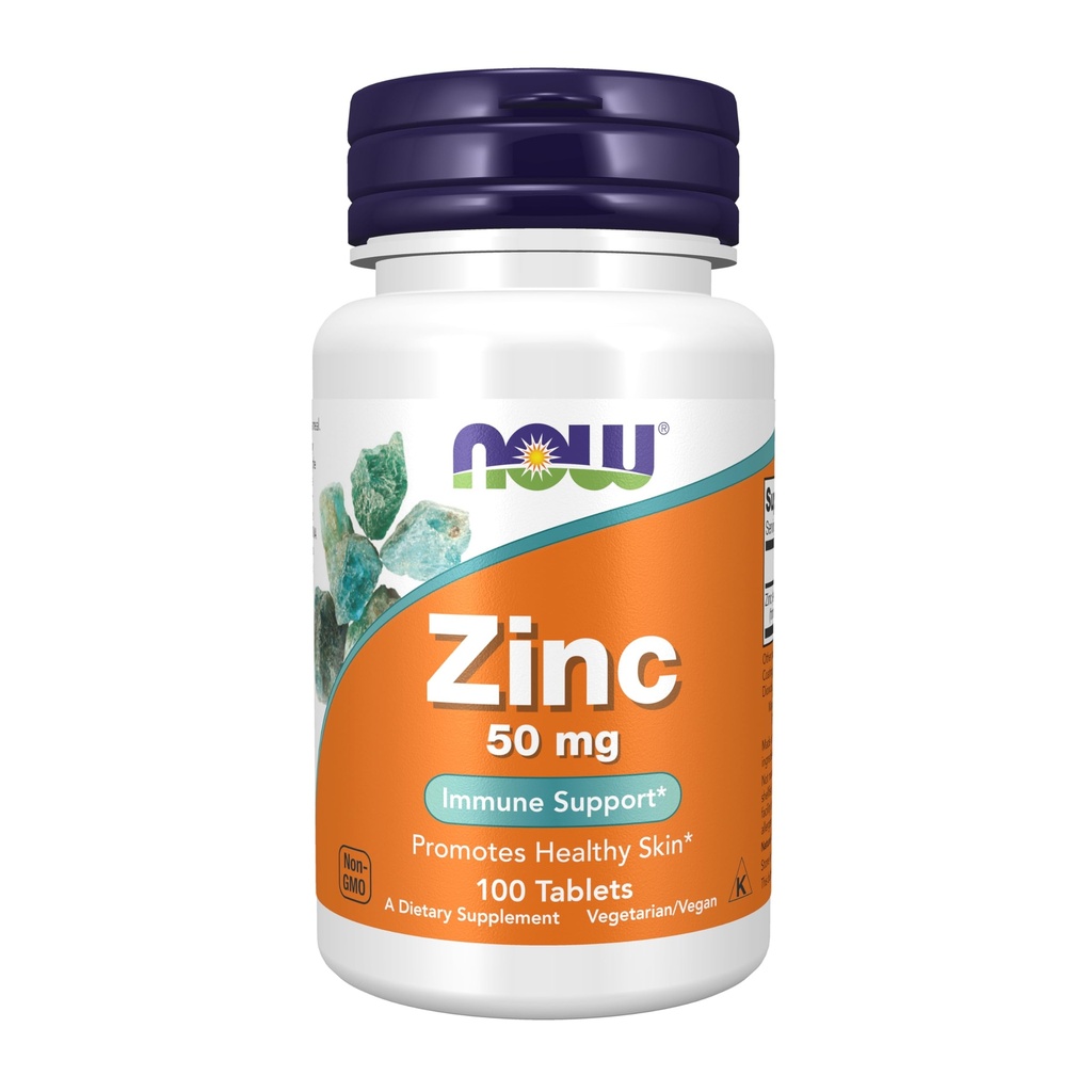 Şimdi Gıdalar Tamamlar, çinko (Zinc Gluconate) 50 mg, Destekler Enzyme Fonksiyonlları*, Immune Support*, 100 Tablet