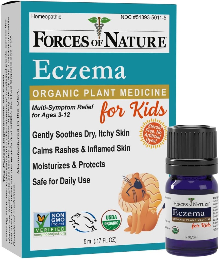 Çocuklar için Doğa Eczema Kontrolü, Hassas, Kuru ve Itchy Skin Relief, Steroid-Free Skin Care for Flare-Ups, Eczema Treatment for Kids, Organic Homeopathic Medicine, Fast-Acting, 0.17 FL OZ
