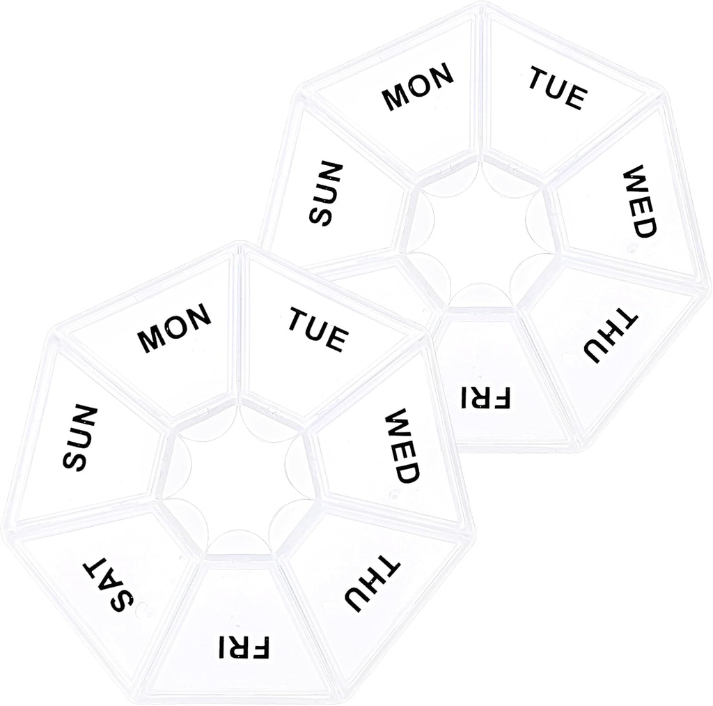 Sibba 7 Gün Pill Organizer, 2 Adet Tıp Pill Box, Daily Pilleç, Portre veya Purse için Portre Hapları, Vitaminler için Tıp Analizi, Tamamlar (Clear)