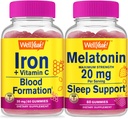Evet Demir+Vitamin C + Melatonin 20 mg, Gummies Sche - Great Tasting, Vitamin Supplement, Gluten Free, GMO Free, Chewable Gummy
