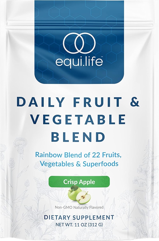 Günlük Meyve ve Sebze Yemekleri, Superfood Antioksi Supplement, Crisp Apple Flavor C, Fiber ve 9 Essential Asits, Supports Energy, Low Sugar, Vegan, 30 Hizmet