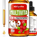 Köpekler için çok fazlavitamin - Kapalı Kediler Için Çokvitaminler - 10in-1 Sıvı Köpek Vitaminleri B Kompleksi, C, D3 – Digestion, Urination, Hip & Ortak, Skin & Coat – Cranberry Flavor – 2 Oz