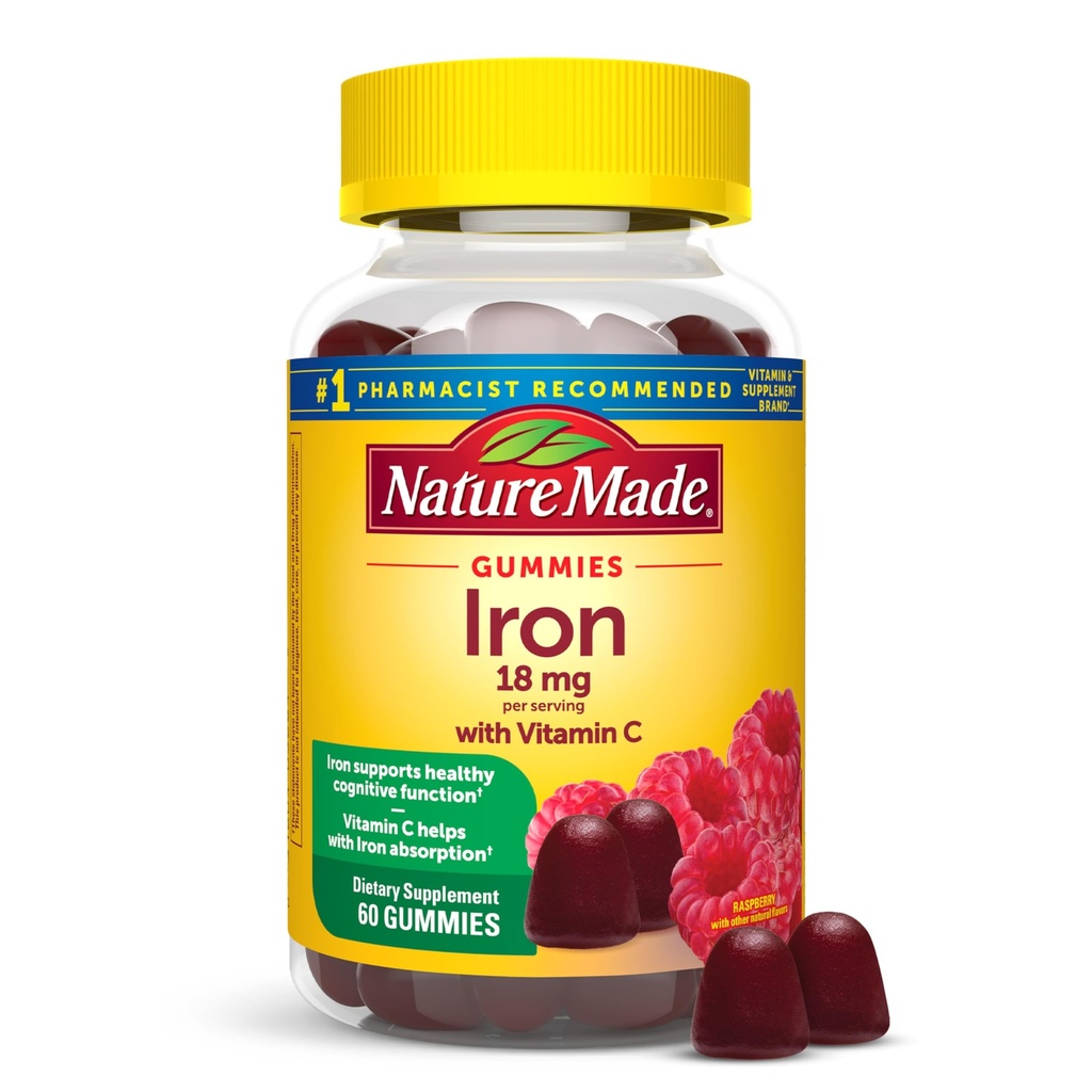 Doğa, Red Blood Cell Support için C vitamini, Diyetsel Supplement ile hizmet etmek için Iron 18 mg yaptı, 60 Gummies, 30 Day Supply