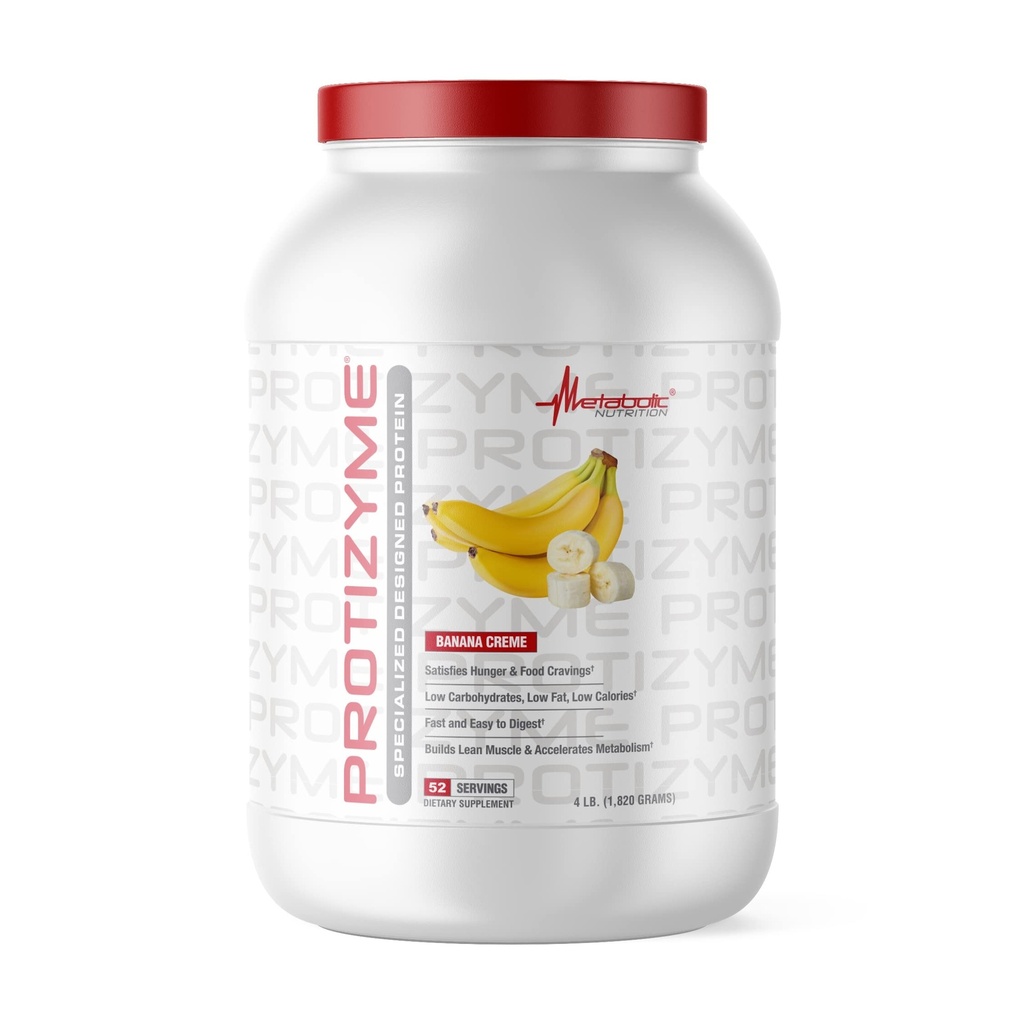 Metabolik Beslenme, Protizyme,% 100 Whey protein Toz, Yüksek Protein, Low Carb, Low Fat Whey Protein, Digestive Enzymes, 24 Temel Vitaminler ve Mineraller, 4 Pound (52 ser)