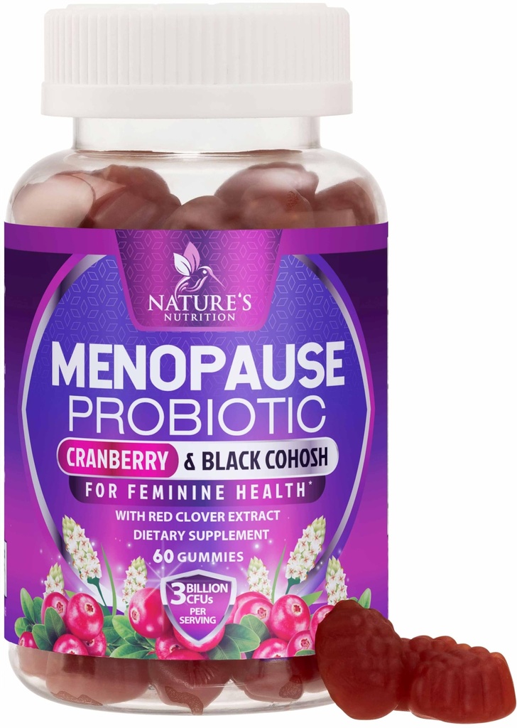 Kadınlar için Menopause Supplements - 3 Milyar CFU Natural Menopause Relief for Mild Hot Flashes & Night Sweats, PH, Vaginal Health Support Probiyotiks for Women Gummy, Probiyotik Supplement - 60 Gummies