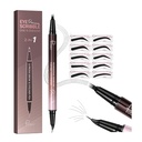 2-in-1 Curved Eyebrow Pen ve Eyeliner 10Pcs Brow Stencils, Microblading Eyebrow Kalem 4 Fork-Tip ve Curved Precise Tip, Su ve Uzun Soning Eyebrow Kalems for Women, Soft Black Black