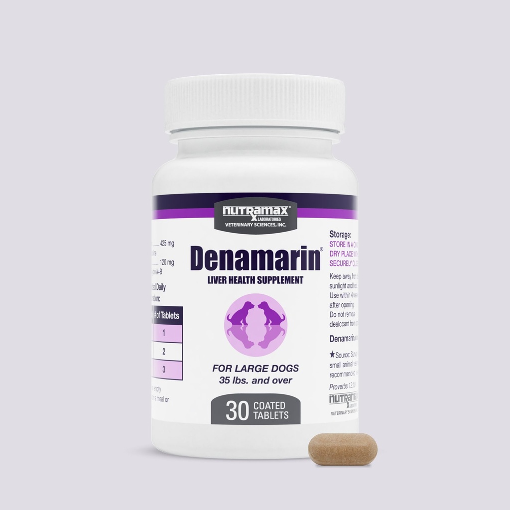 Nutramax Laboratories Denamarin Liver Health Supplement for Large Dogs - S-Adenosylmethionine (SAMe) ve Silybin, 30 Tabletler ( 1)