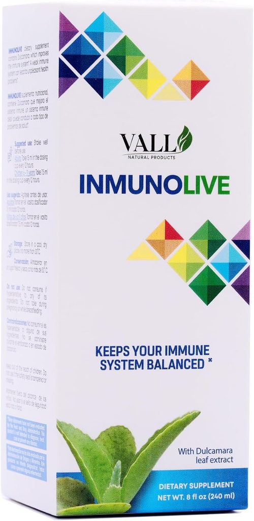 Vall-Inmunolive - Alfalfa ve Dulcamara Oral Çözüm - 8 fl oz (240 ml) Şişe - Doğal Dulcamara & Alfalfa Ekstraksiyon antioksidan Destek - 24 Ay Raf Life ile Ölçülen sıvı doz