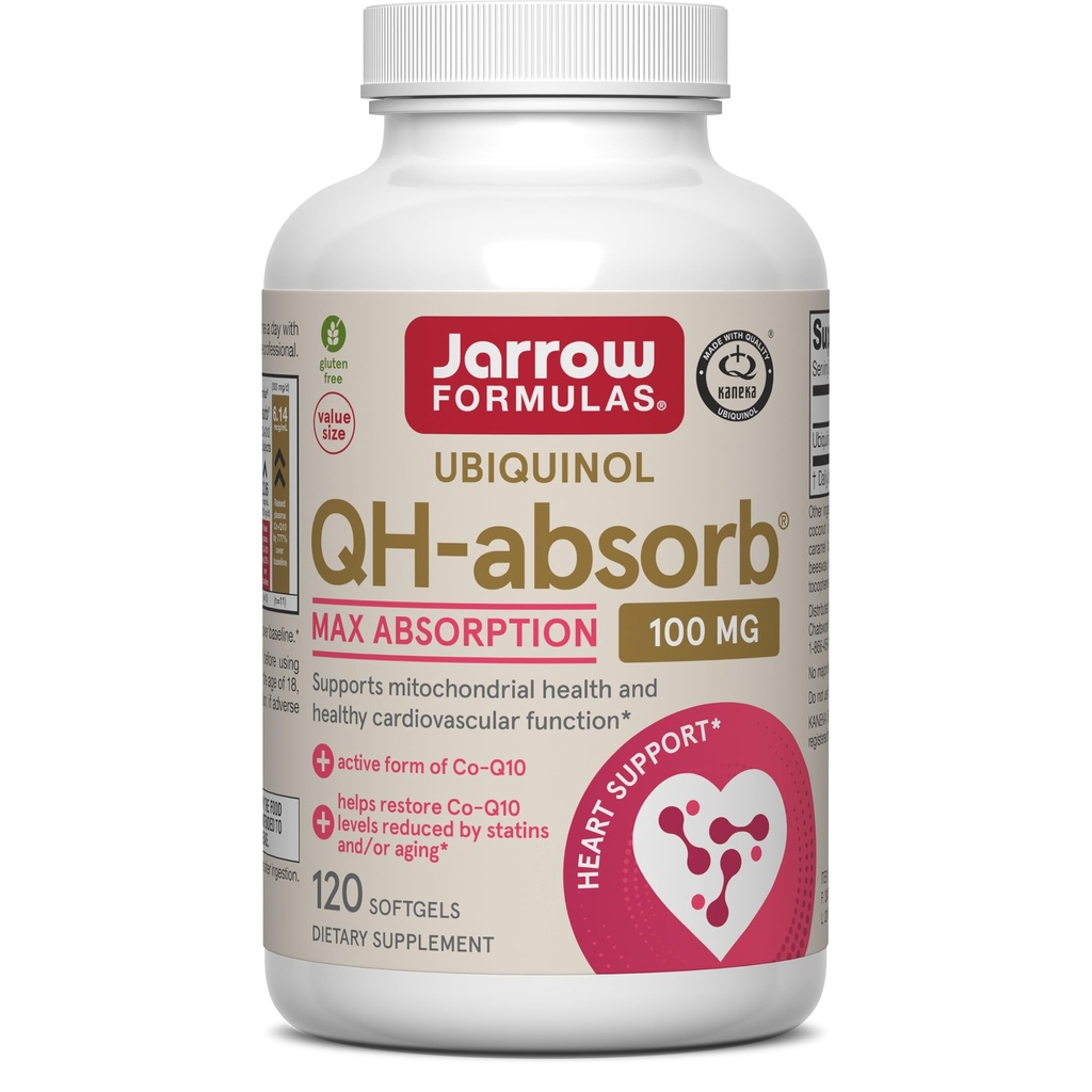 Jarrow Formulas QH-Absorb Ubiquinol 100mg - 120 Softgels - High Absorption & Active Antioxidant Form of Co-Q10 - Supports Mitochondrial Energy Production & Healthy Cardiovascular Function