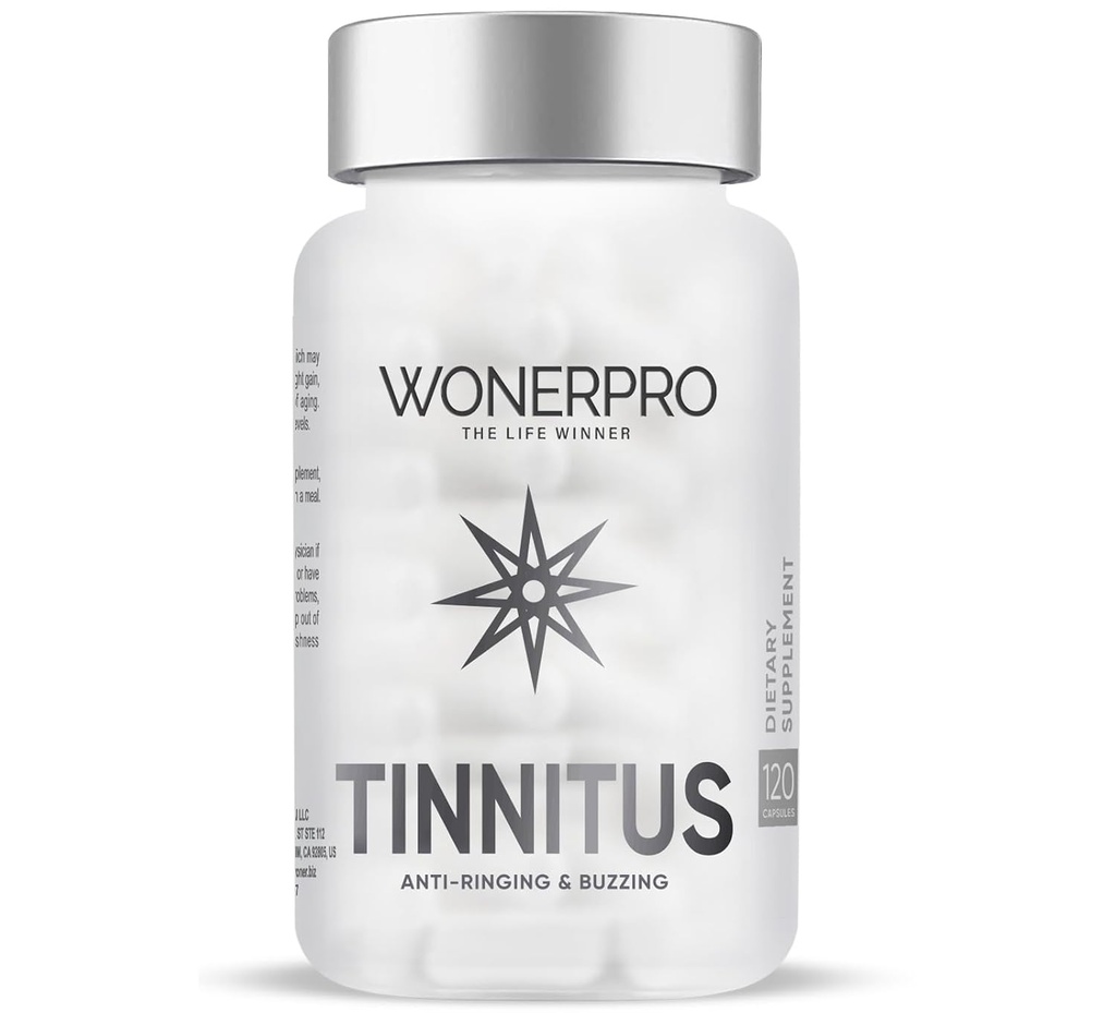 Ringing Ears için Tinnitus Relief, 120 Capsules Ear Health Vitamins Supports İşitme kaybı ve Erkekler ve Kadınlar için Kulakları azaltın