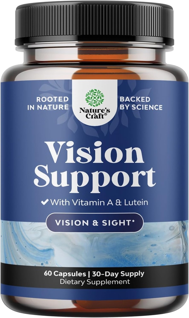 Complete Eye Health Supplement for Adults - Lutein 20mg Per Serving Eye Vitamins for Vision Dry Eyes Pressure and Blue Light Protection - Eye Supplement for Adults with Beta Carotene for Eyes