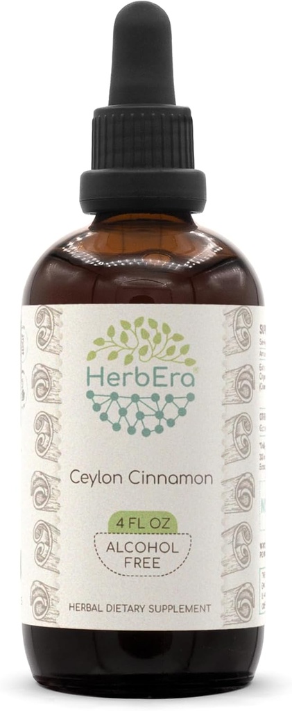 Ceylon Cinnamon B120 Alkol-Free Herbal Extract Tincture, Mekanik Sıvı Drops Natural Cinnamon (Cinnamomum Verum) (4 fl oz)
